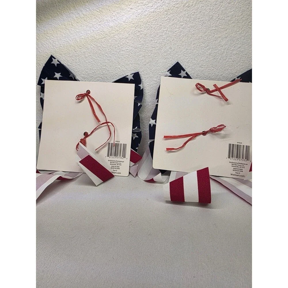 USA Patriotic American Flag Bow Decoration 4th of July Memorial Day Lot of 4